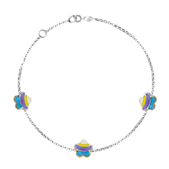 pulsera plata flores esmalte